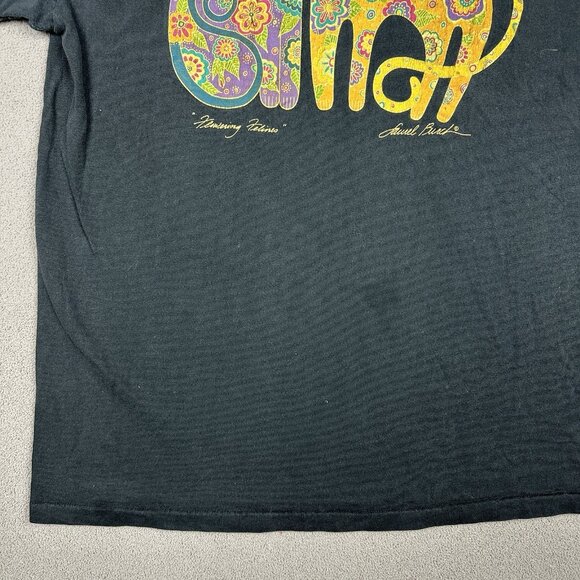 Vintage Laurel Burch Shirt Adult L Black Flower Felines Cat Art Made USA 90s Tee - Picture 4 of 12